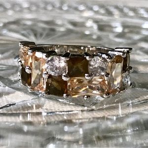 Sterling Silver Mixed Geometric Stone Ring SZ 7